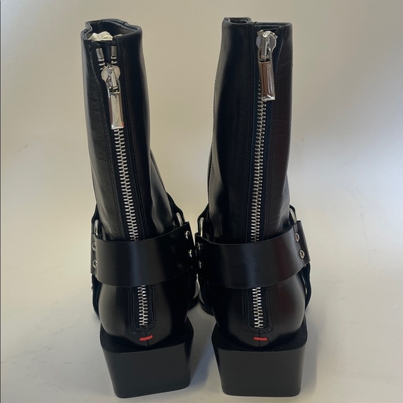 Aeyde women square toe biker Black calf Leather Heeled Boots size 40 - Picture 11 of 14